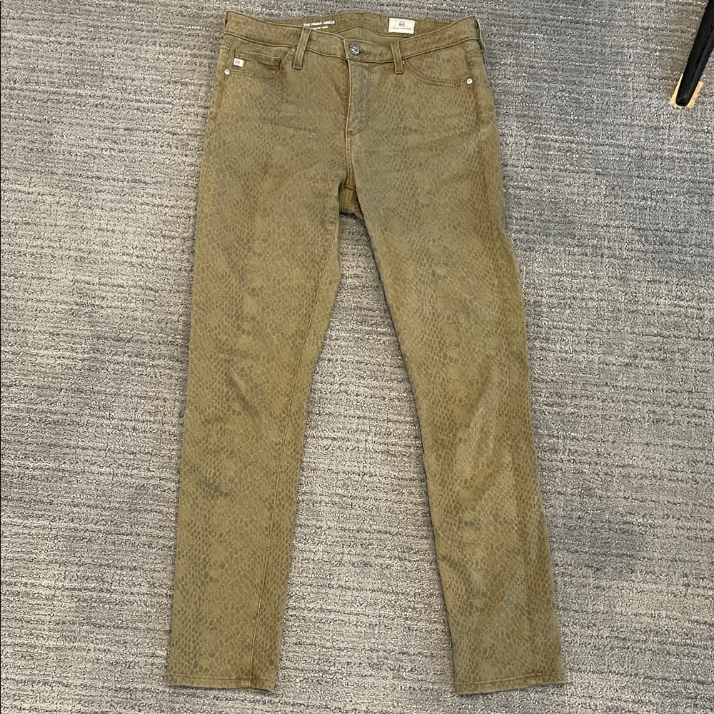 AG Olive Green Patterned Jeans